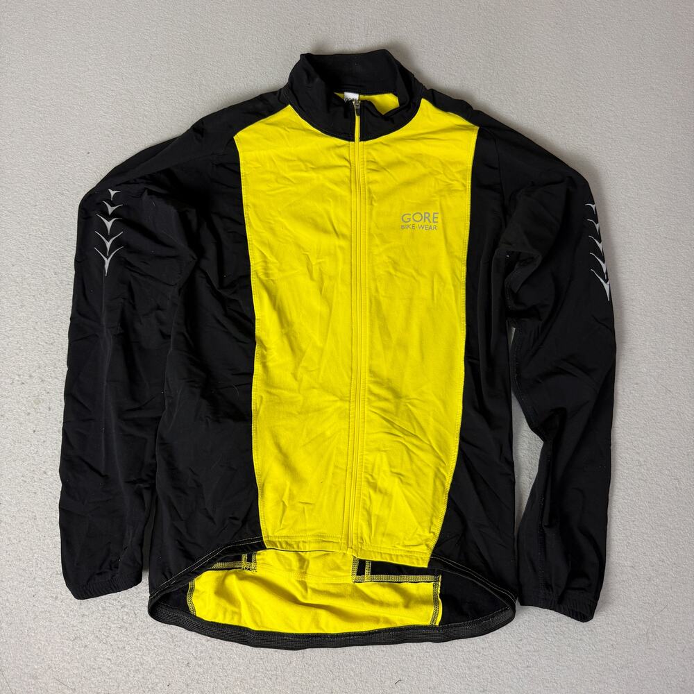 GORE BIKE WEAR Men's M Yellow Black Full Zip Cycling Jacket Nylon Spandex